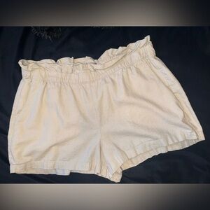 Express High Waist Cream Paperbag Shorts